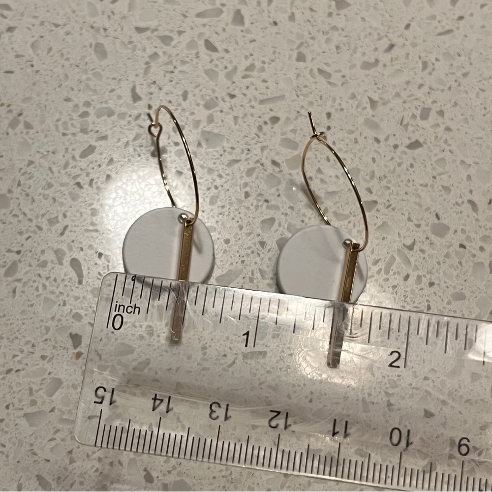 Bohemian Minimalist‎ Geometric Circle & Bar Shape Alloy Hoop Earrings - Picture 5 of 9